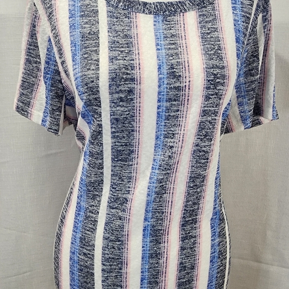 B Collection by Bobeau Crewneck Striped Pullover Top Blue XL NEW - Picture 5 of 7